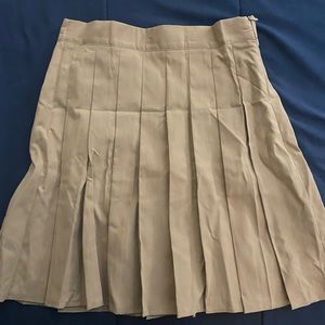 Khaki Pleated Skirt